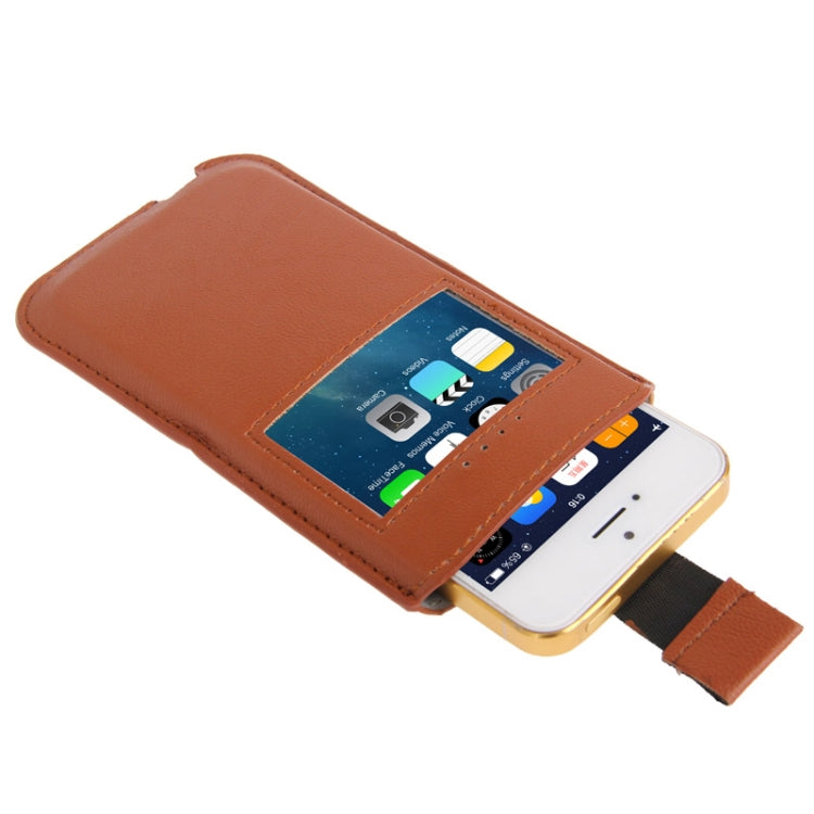 Litchi Texture Leather Case Pocket Sleeve Bag with Pull Up Tab & Call Display ID for iPhone 5 & 5s & SE & SE & 5C