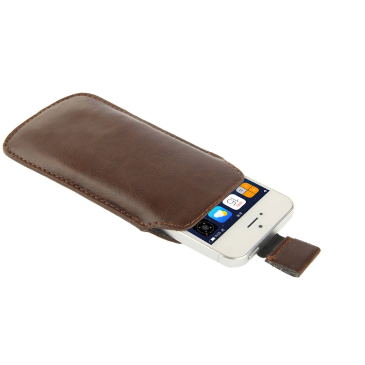 Crazy Horse Texture Leather Case Pocket Pouch Sleeve Bag with Pull Up Tab fori Phone 5 & 5S & 5C (Brown)
