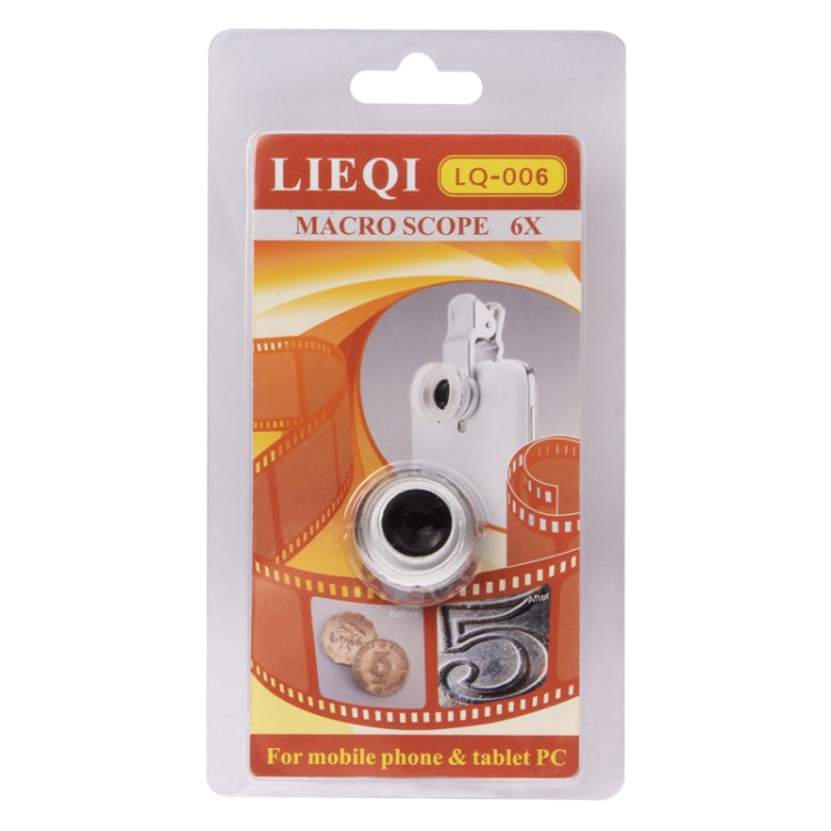 6X Macro Scope Lens with Clip, For iPhone, Galaxy, Huawei, Xiaomi, LG, HTC and Other Smart Phones