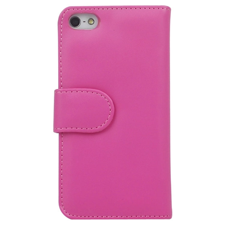 Plain Weave Texture Horizontal Flip Magnetic Buckle Leather Case with Card Slots & Wallet & Holder for iPhone 5 & 5s & SE & SE(Magenta)