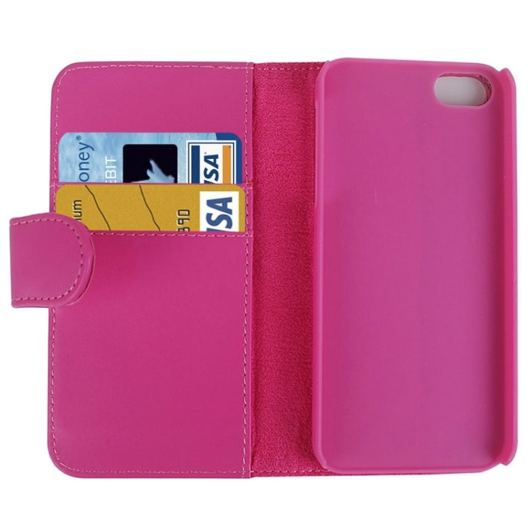Plain Weave Texture Horizontal Flip Magnetic Buckle Leather Case with Card Slots & Wallet & Holder for iPhone 5 & 5s & SE & SE(Magenta)