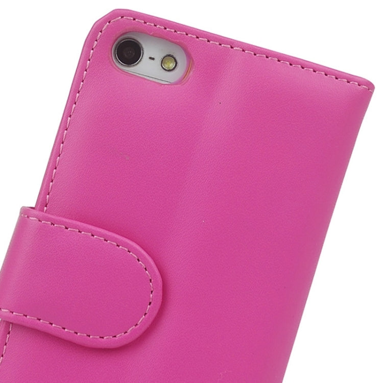 Plain Weave Texture Horizontal Flip Magnetic Buckle Leather Case with Card Slots & Wallet & Holder for iPhone 5 & 5s & SE & SE(Magenta)