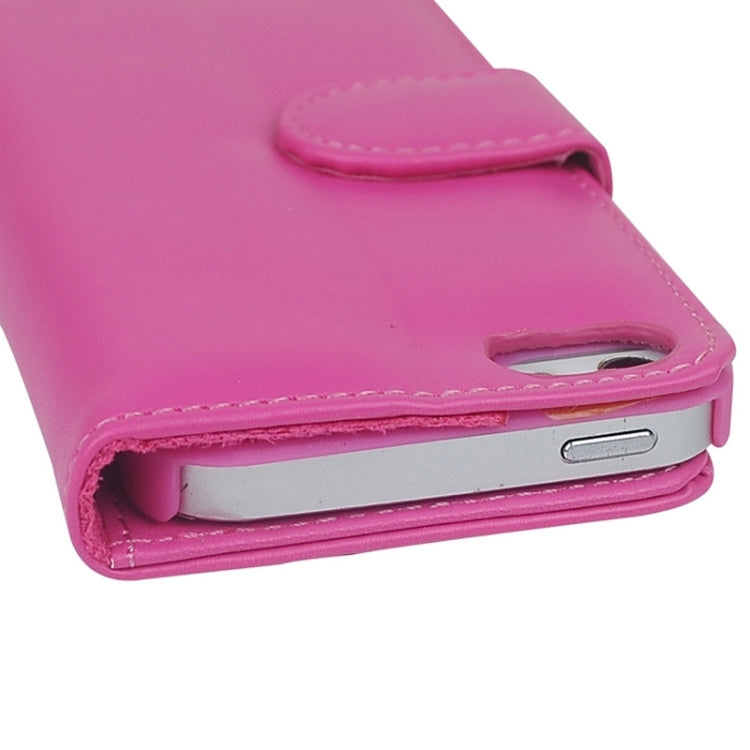 Plain Weave Texture Horizontal Flip Magnetic Buckle Leather Case with Card Slots & Wallet & Holder for iPhone 5 & 5s & SE & SE(Magenta)