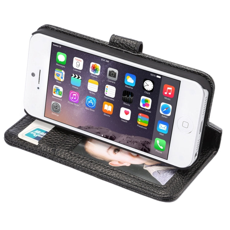 Litchi Texture Horizontal Flip Leather Case with Card Slots & Holder & Wallet & Photo Frame & Lanyard for iPhone 5 & 5s & SE & SE