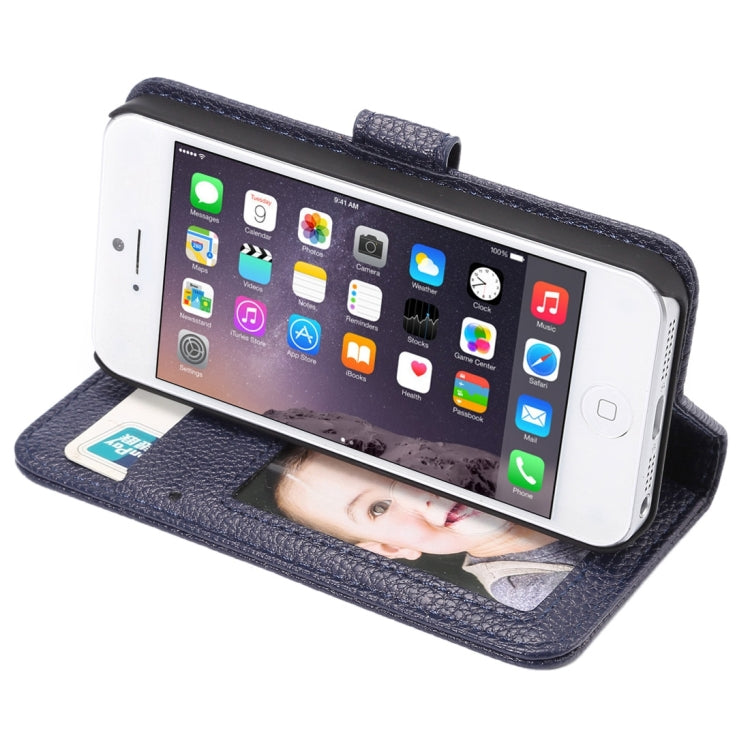 Litchi Texture Horizontal Flip Leather Case with Card Slots & Holder & Wallet & Photo Frame & Lanyard for iPhone 5 & 5s & SE & SE