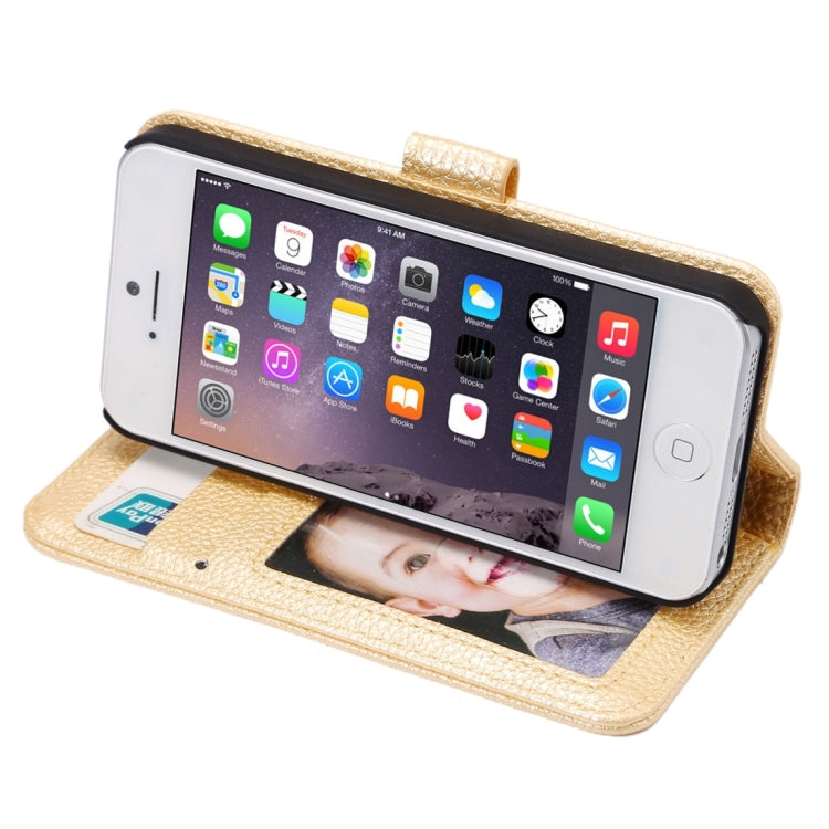 Litchi Texture Horizontal Flip Leather Case with Card Slots & Holder & Wallet & Photo Frame & Lanyard for iPhone 5 & 5s & SE & SE