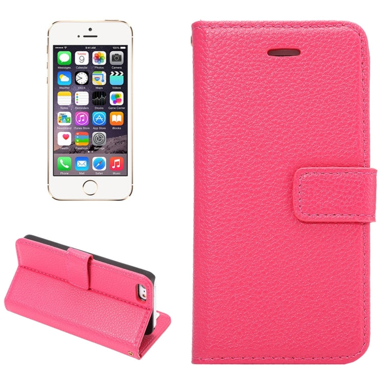 Litchi Texture Horizontal Flip Leather Case with Card Slots & Holder & Wallet & Photo Frame & Lanyard for iPhone 5 & 5s & SE & SE