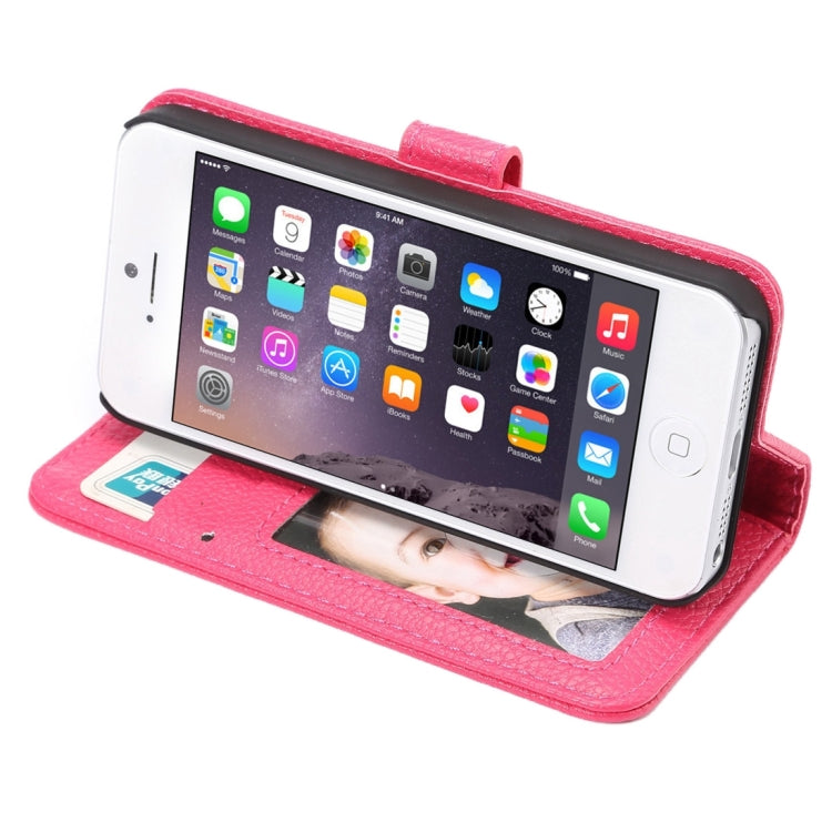 Litchi Texture Horizontal Flip Leather Case with Card Slots & Holder & Wallet & Photo Frame & Lanyard for iPhone 5 & 5s & SE & SE