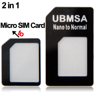 2 in 1 Nano SIM Card to Micro SIM Card Adapter + Nano SIM Card to Standard Sim Card Adapter for iPhone 5,iPhone 4/4S,3GS/3G,iPad 3G/iPad 2 3G/New iPad(Black)