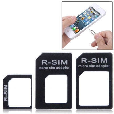 4 in 1 (Nano SIM to Micro SIM Card+ Micro SIM to Standard Card + Nano SIM to Standard Card + Sim Card Tray Holder Eject Pin Key Tool) Adapter Kit for iPhone 5 / iPhone 4 & 4S