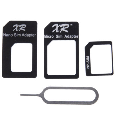4 in 1 (Nano SIM to Micro SIM Card+ Micro SIM to Standard Card + Nano SIM to Standard Card + Sim Card Tray Holder Eject Pin Key Tool) Adapter Kit for iPhone 5 / iPhone 4 & 4S
