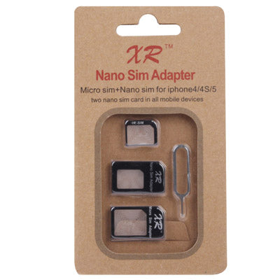 4 in 1 (Nano SIM to Micro SIM Card+ Micro SIM to Standard Card + Nano SIM to Standard Card + Sim Card Tray Holder Eject Pin Key Tool) Adapter Kit for iPhone 5 / iPhone 4 & 4S