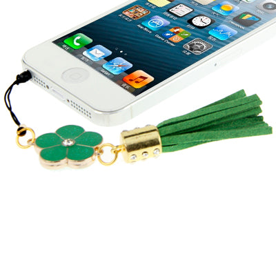 Diamond Flower with PU Chionanthus Petusus Style Ear Cap 3.5mm Plug Anti-dust for iPhone 5 / iPhone 4 & 4S / iPad mini 1 / 2 / 3 / New iPad (iPad 3) / iPad 2 / iPad / iPod touch