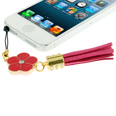 Diamond Flower with PU Chionanthus Petusus Style Ear Cap 3.5mm Plug Anti-dust for iPhone 5 / iPhone 4 & 4S / iPad mini 1 / 2 / 3 / New iPad (iPad 3) / iPad 2 / iPad / iPod touch