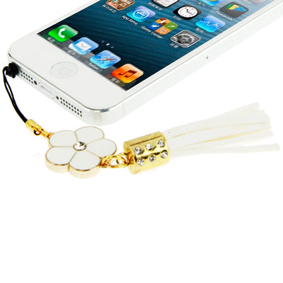 Diamond Flower with PU Chionanthus Petusus Style Ear Cap 3.5mm Plug Anti-dust for iPhone 5 / iPhone 4 & 4S / iPad mini 1 / 2 / 3 / New iPad (iPad 3) / iPad 2 / iPad / iPod touch