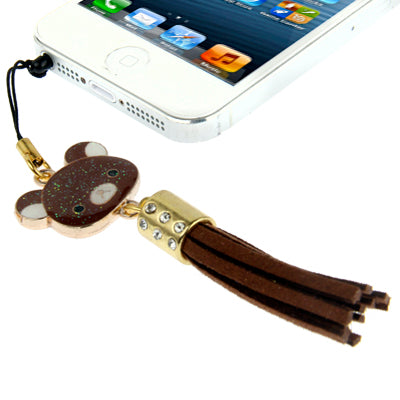 Bear Series with Diamond PU Chionanthus Petusus Style Ear Cap 3.5mm Plug Anti-dust