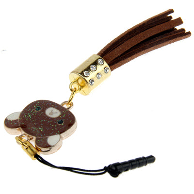 Bear Series with Diamond PU Chionanthus Petusus Style Ear Cap 3.5mm Plug Anti-dust