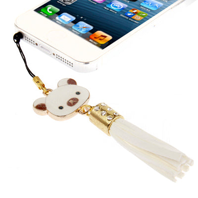 Bear Series with Diamond PU Chionanthus Petusus Style Ear Cap 3.5mm Plug Anti-dust