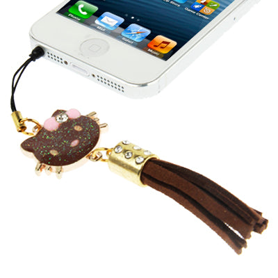 Hello Kitty Series with Diamond PU Chionanthus Petusus Style Ear Cap 3.5mm Plug Anti-dust