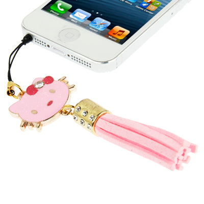 Hello Kitty Series with Diamond PU Chionanthus Petusus Style Ear Cap 3.5mm Plug Anti-dust