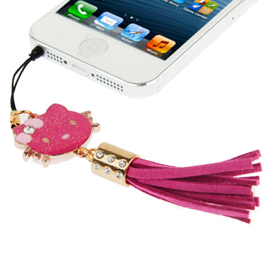 Hello Kitty Series with Diamond PU Chionanthus Petusus Style Ear Cap 3.5mm Plug Anti-dust