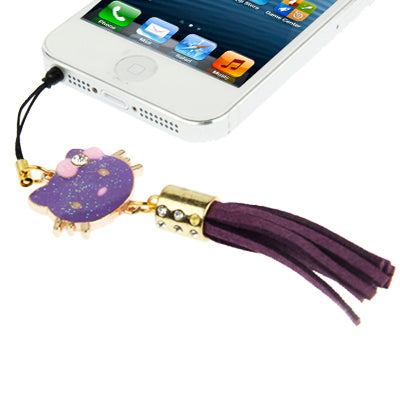 Hello Kitty Series with Diamond PU Chionanthus Petusus Style Ear Cap 3.5mm Plug Anti-dust