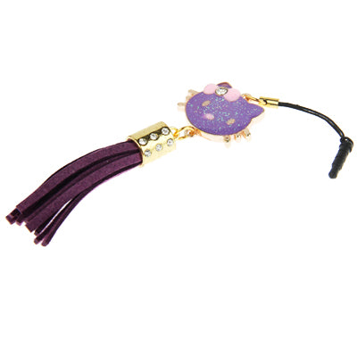 Hello Kitty Series with Diamond PU Chionanthus Petusus Style Ear Cap 3.5mm Plug Anti-dust