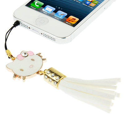 Hello Kitty Series with Diamond PU Chionanthus Petusus Style Ear Cap 3.5mm Plug Anti-dust