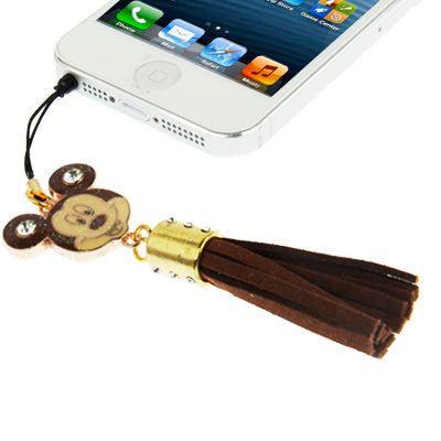 Mickey Series with Diamond PU Chionanthus Petusus Style Ear Cap 3.5mm Plug Anti-dust, For iPhone, iPad, Galaxy, Huawei, Xiaomi, HTC, Sony, Google, LG and Other Smartphones with 3.5mm Plug