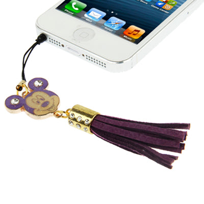 Mickey Series with Diamond PU Chionanthus Petusus Style Ear Cap 3.5mm Plug Anti-dust, For iPhone, iPad, Galaxy, Huawei, Xiaomi, HTC, Sony, Google, LG and Other Smartphones with 3.5mm Plug