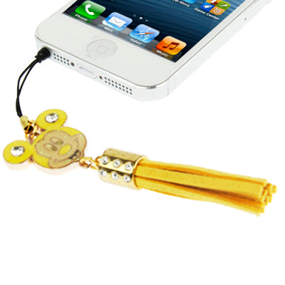 Mickey Series with Diamond PU Chionanthus Petusus Style Ear Cap 3.5mm Plug Anti-dust, For iPhone, iPad, Galaxy, Huawei, Xiaomi, HTC, Sony, Google, LG and Other Smartphones with 3.5mm Plug