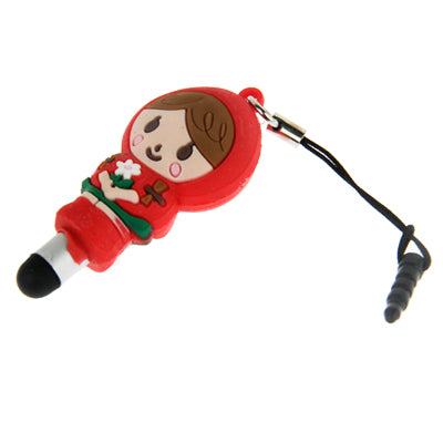 Red Riding Hood Molding Touch Screen Stylus Touch Pen + Ear Cap 3.5mm Plug Anti-dust, For iPhone 5 / iPhone 4 & 4S / iPad mini 1 / 2 / 3 / New iPad (iPad 3) / iPad 2 / iPad / iPod touch / Android Tablet(Red)