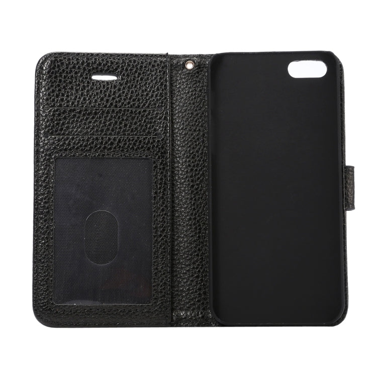 Litchi Texture Horizontal Flip Magnetic Snap Leather Case with Adjustable Holder & Card Slots & Photo Frame & Wallet & Lanyard for iPhone 5 & 5s & SE & SE