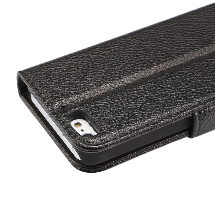 Litchi Texture Horizontal Flip Magnetic Snap Leather Case with Adjustable Holder & Card Slots & Photo Frame & Wallet & Lanyard for iPhone 5 & 5s & SE & SE