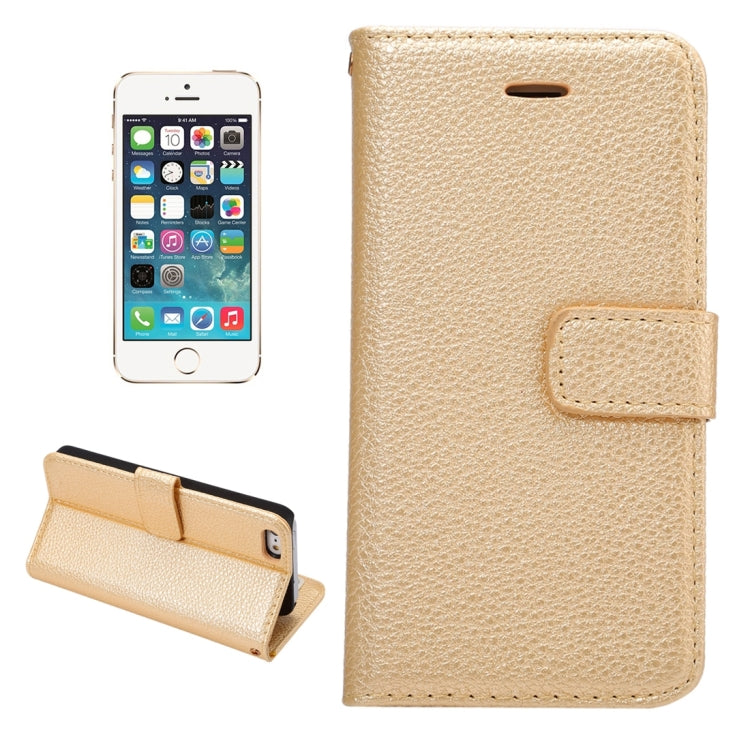 Litchi Texture Horizontal Flip Magnetic Snap Leather Case with Adjustable Holder & Card Slots & Photo Frame & Wallet & Lanyard for iPhone 5 & 5s & SE & SE