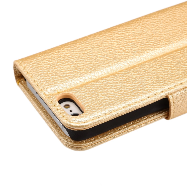Litchi Texture Horizontal Flip Magnetic Snap Leather Case with Adjustable Holder & Card Slots & Photo Frame & Wallet & Lanyard for iPhone 5 & 5s & SE & SE