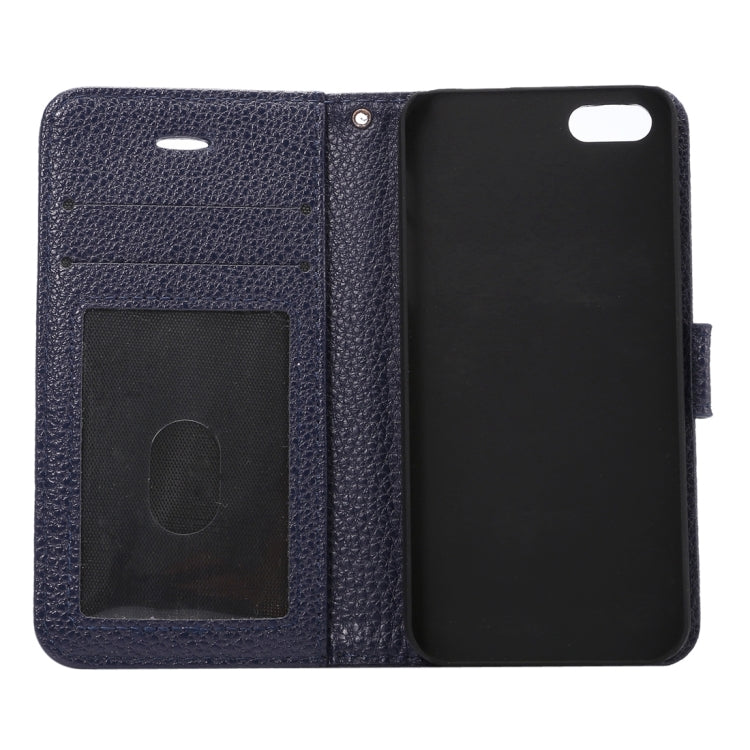 Litchi Texture Horizontal Flip Magnetic Snap Leather Case with Adjustable Holder & Card Slots & Photo Frame & Wallet & Lanyard for iPhone 5 & 5s & SE & SE