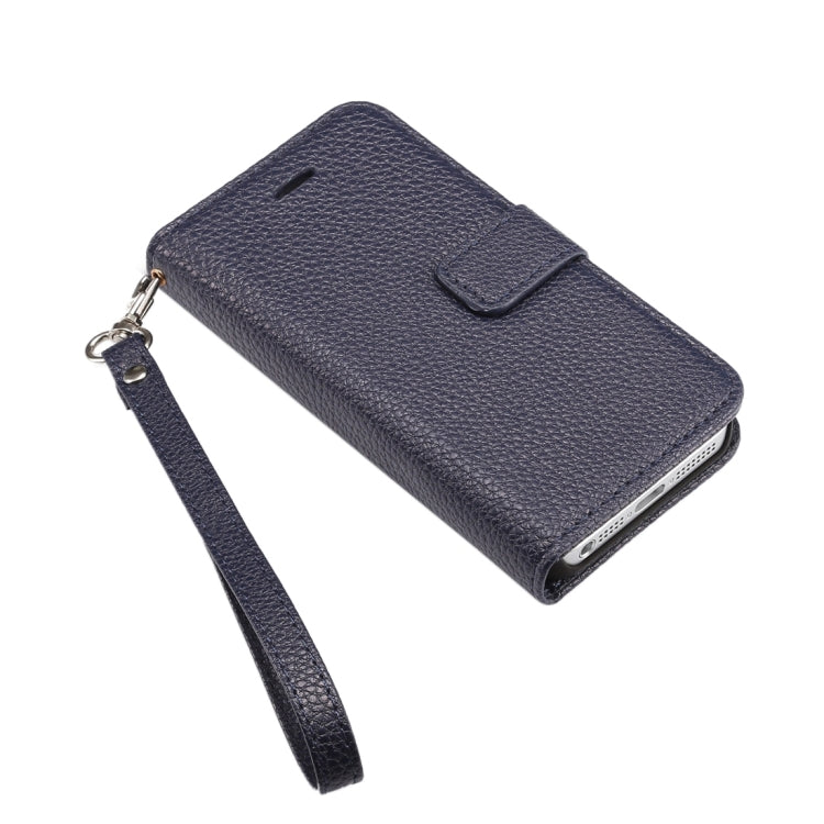 Litchi Texture Horizontal Flip Magnetic Snap Leather Case with Adjustable Holder & Card Slots & Photo Frame & Wallet & Lanyard for iPhone 5 & 5s & SE & SE