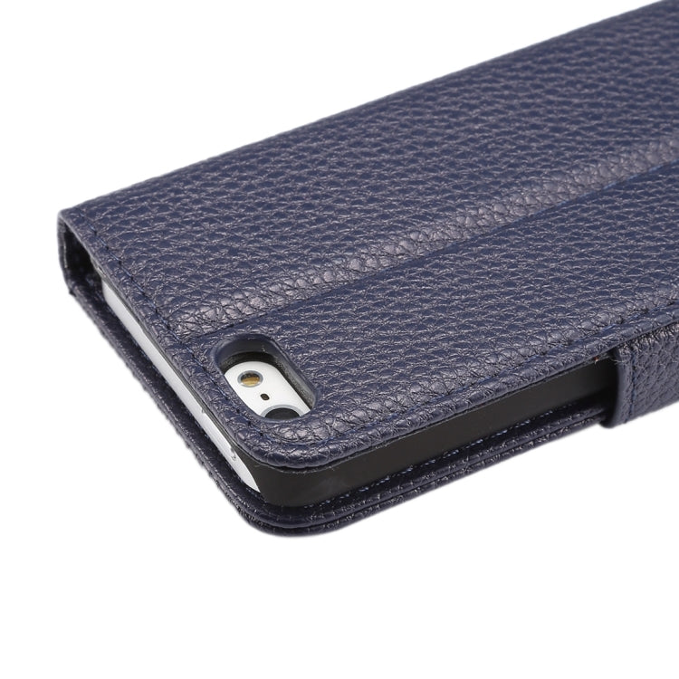 Litchi Texture Horizontal Flip Magnetic Snap Leather Case with Adjustable Holder & Card Slots & Photo Frame & Wallet & Lanyard for iPhone 5 & 5s & SE & SE