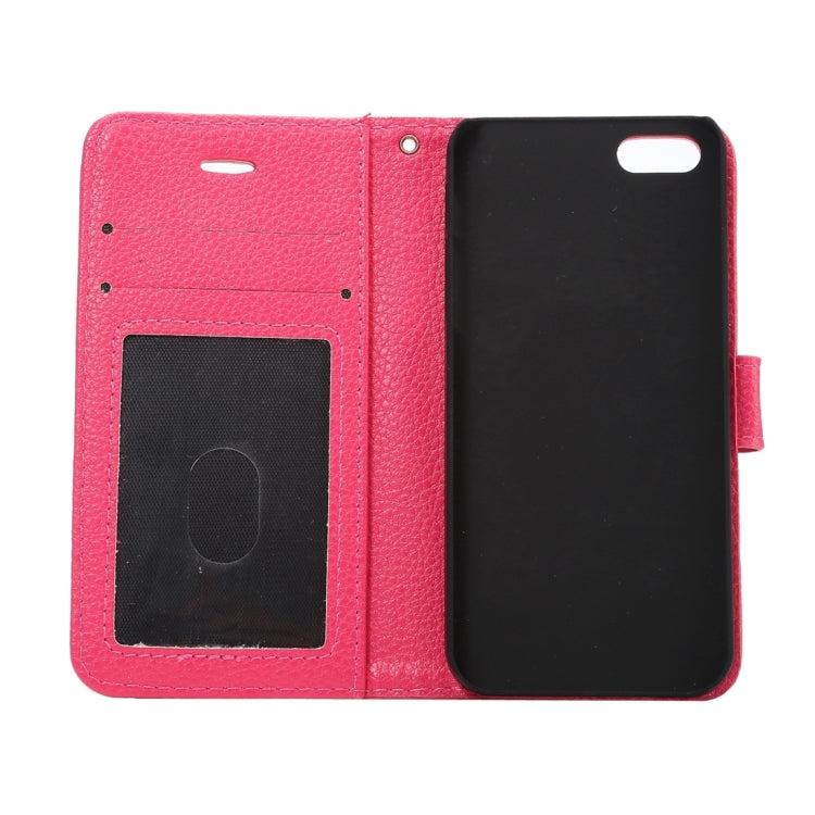 Litchi Texture Horizontal Flip Magnetic Snap Leather Case with Adjustable Holder & Card Slots & Photo Frame & Wallet & Lanyard for iPhone 5 & 5s & SE & SE