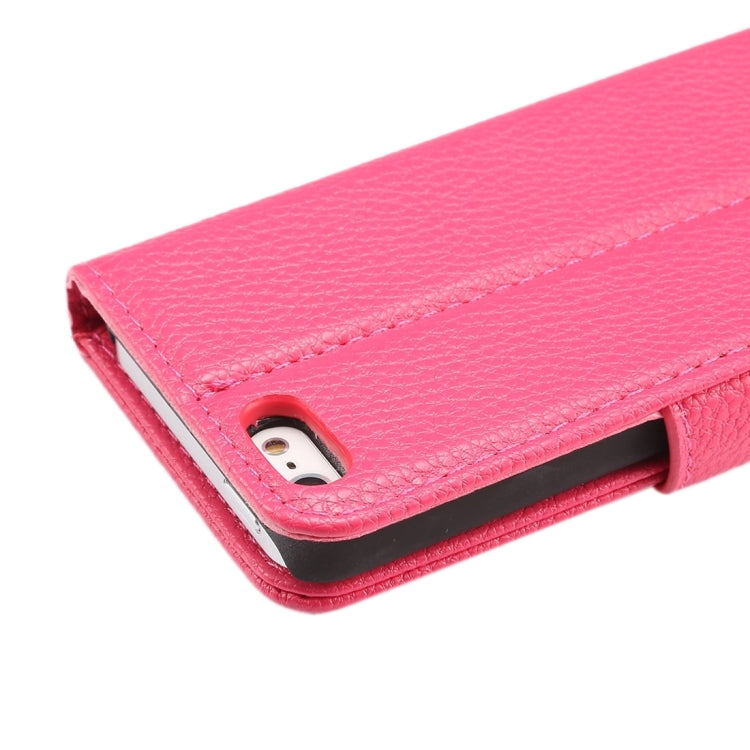 Litchi Texture Horizontal Flip Magnetic Snap Leather Case with Adjustable Holder & Card Slots & Photo Frame & Wallet & Lanyard for iPhone 5 & 5s & SE & SE