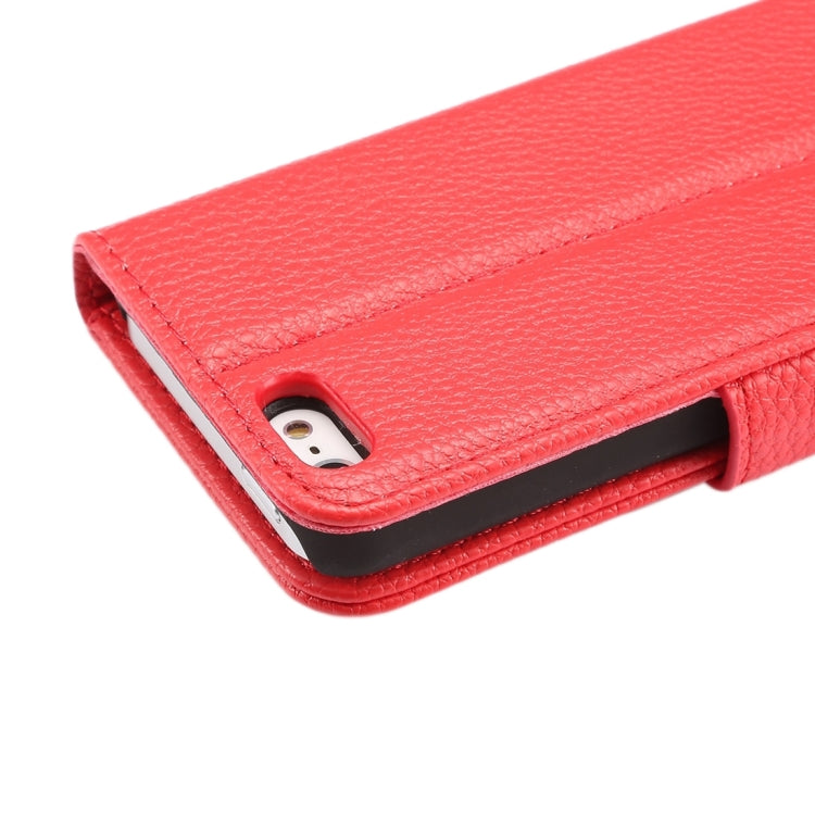 Litchi Texture Horizontal Flip Magnetic Snap Leather Case with Adjustable Holder & Card Slots & Photo Frame & Wallet & Lanyard for iPhone 5 & 5s & SE & SE