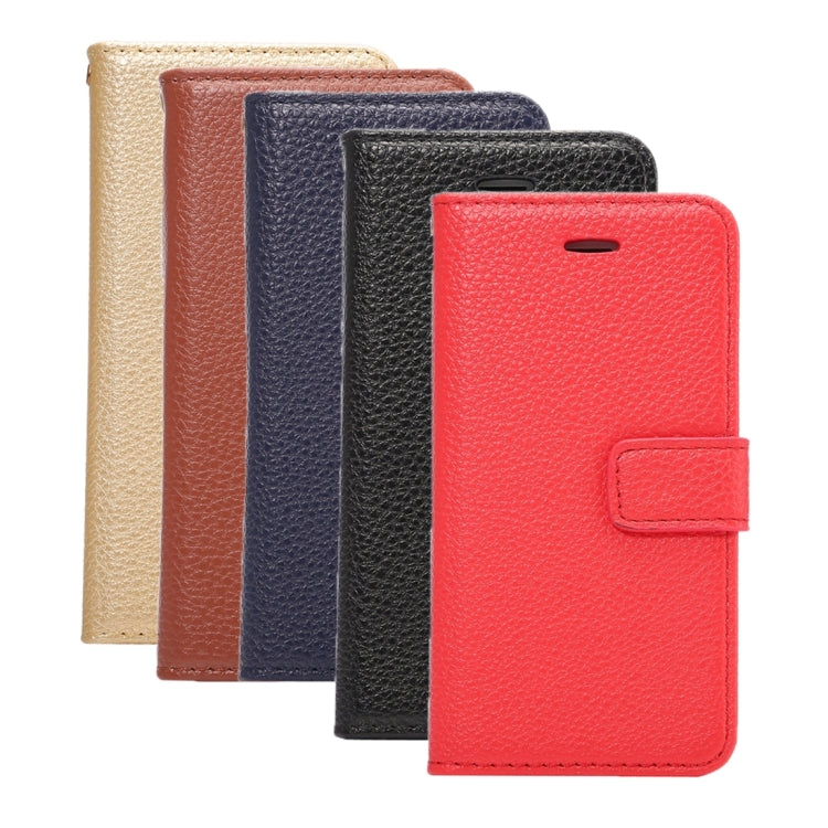 Litchi Texture Horizontal Flip Magnetic Snap Leather Case with Adjustable Holder & Card Slots & Photo Frame & Wallet & Lanyard for iPhone 5 & 5s & SE & SE