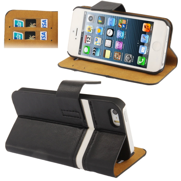 2-color Fine Sheepskin Texture Flip  Leather Case with Credit Card Slots & Holder for iPhone 5 & 5s & SE & SE