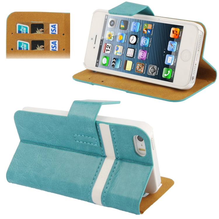 2-color Fine Sheepskin Texture Flip  Leather Case with Credit Card Slots & Holder for iPhone 5 & 5s & SE & SE