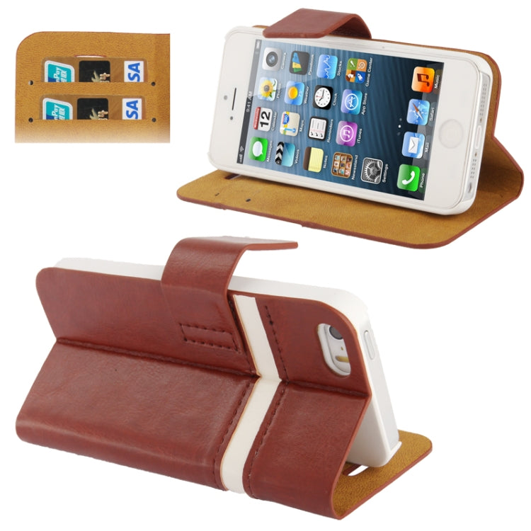 2-color Fine Sheepskin Texture Flip  Leather Case with Credit Card Slots & Holder for iPhone 5 & 5s & SE & SE