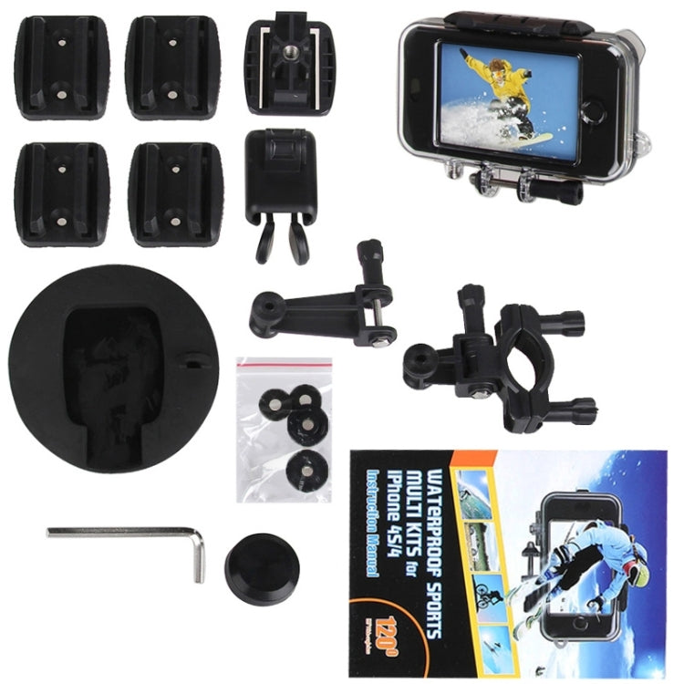 Protective Shell Waterproof Case Cover Sports Accessories Mounting Kit for iPhone 5 & 5s & SE, Waterproof Depth: 10m
