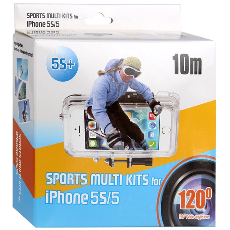 Protective Shell Waterproof Case Cover Sports Accessories Mounting Kit for iPhone 5 & 5s & SE, Waterproof Depth: 10m