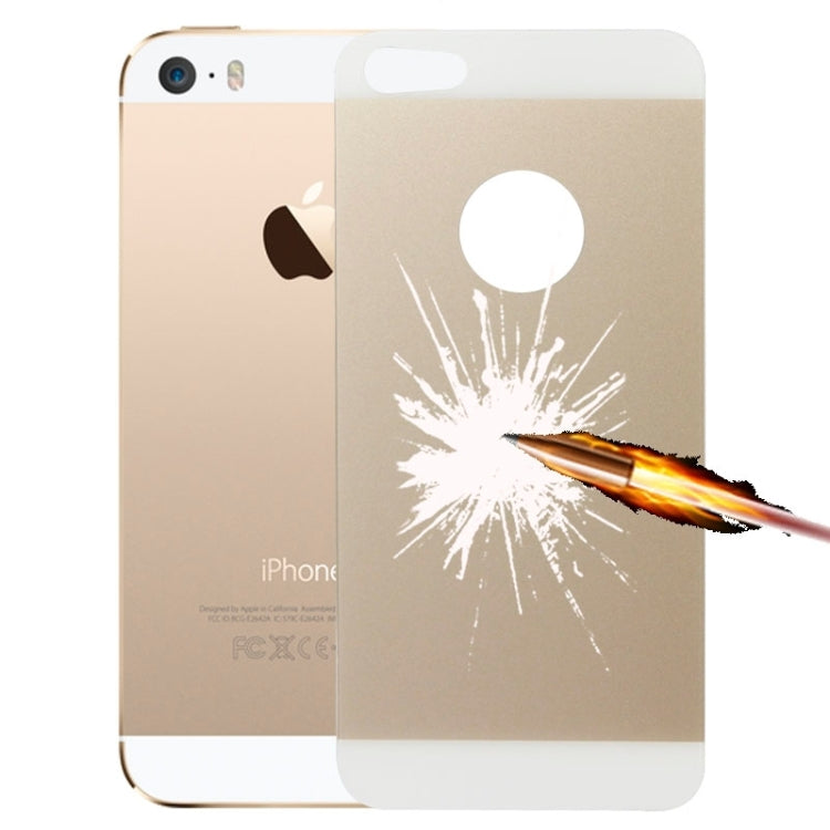 0.3mm Silk-screen Explosion-proof Back Screen Protector Tempered Glass Film for iPhone 5 & 5S(Gold)
