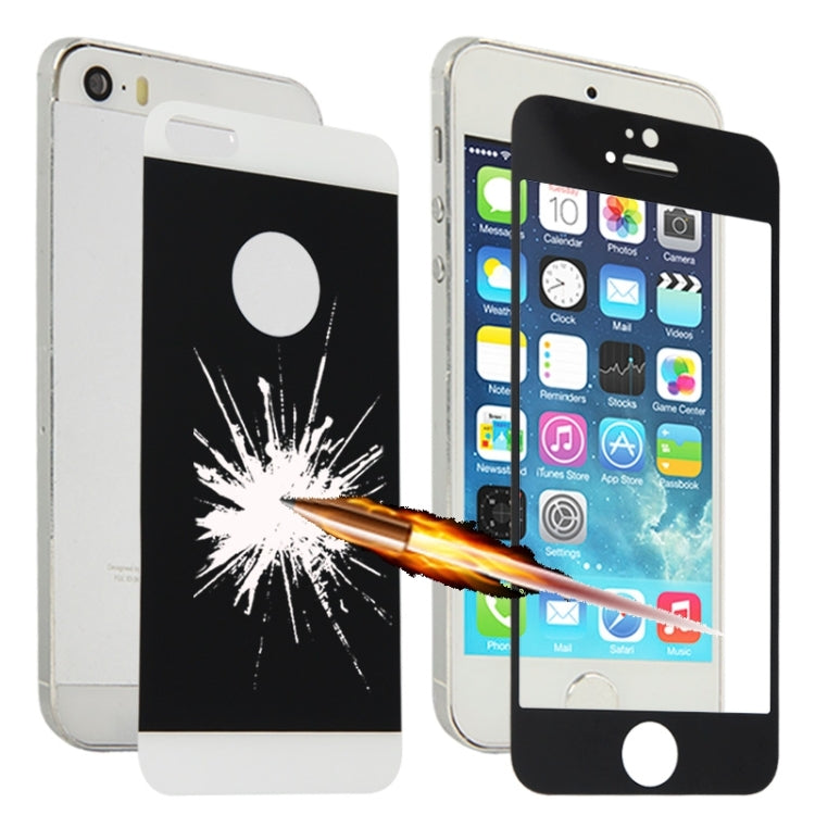 LOPURS 0.3mm Silk-screen Explosion-proof Front and Back Screen Protector Tempered Glass Film for iPhone 5 & 5S(Black)